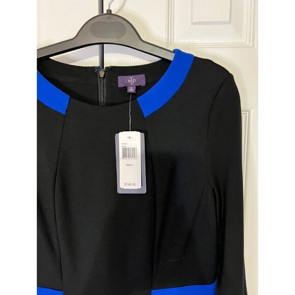 NYDJ Dress Black Blue 8 W Bra NWT Stretch Shaping Spanx Sheath Career Church - Picture 5 of 6